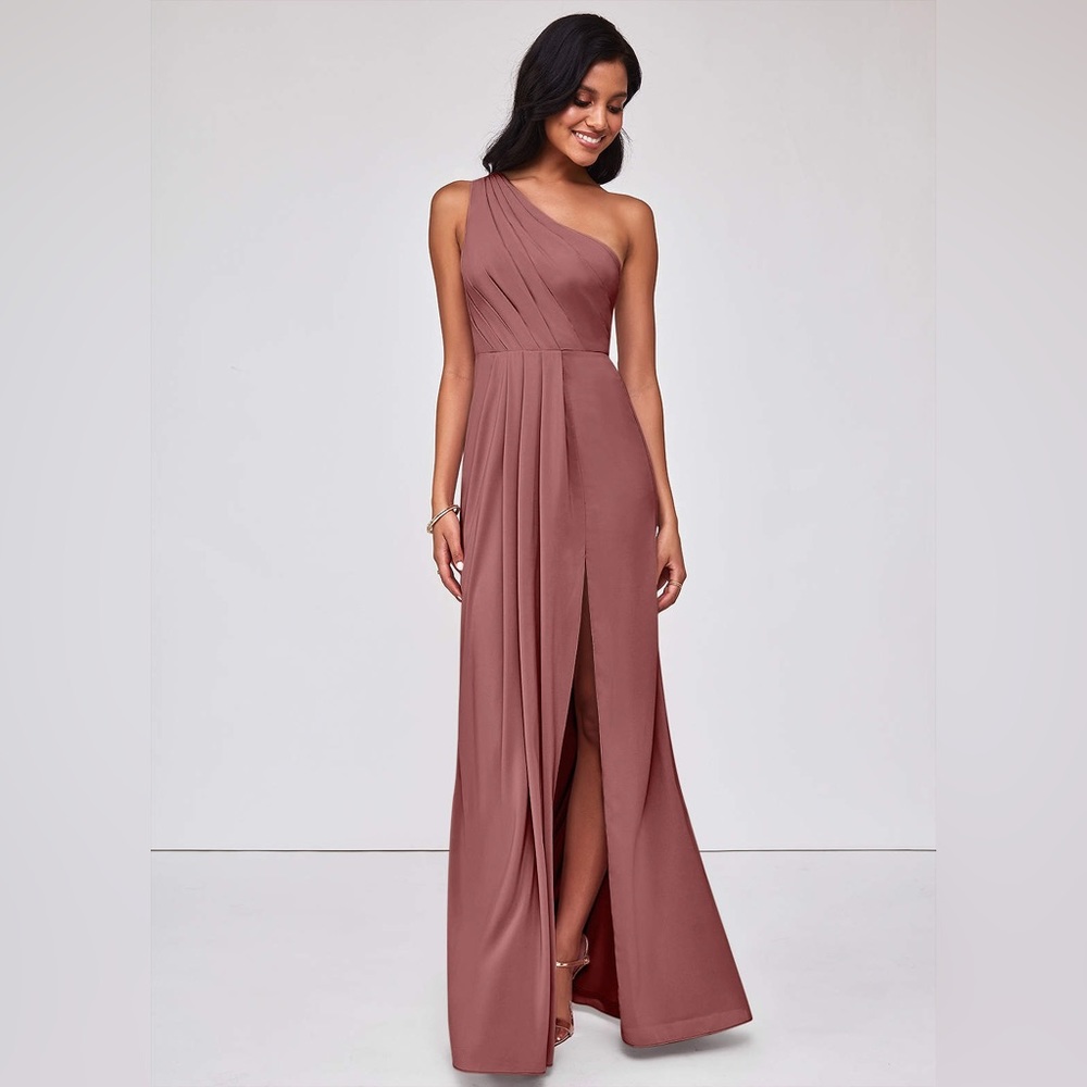 NWT Azazie Madi Desert Rose One Shoulder Bridesmaid Dress